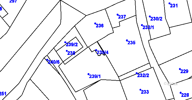 Parcela st. 239/4 v KÚ Vilémov u Kadaně, Katastrální mapa