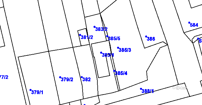 Parcela st. 383/1 v KÚ Vilémov u Kadaně, Katastrální mapa