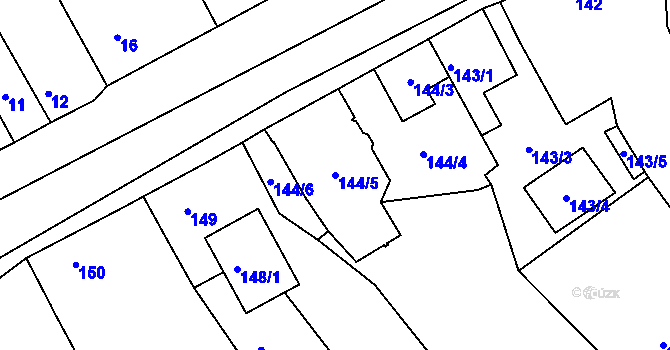 Parcela st. 144/5 v KÚ Vilémov u Kadaně, Katastrální mapa