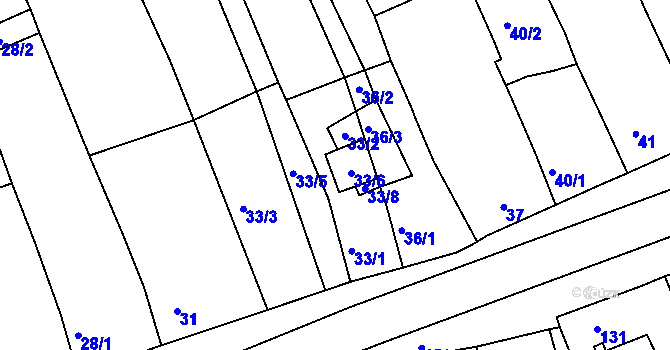 Parcela st. 33/7 v KÚ Vilémov u Kadaně, Katastrální mapa