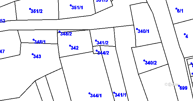 Parcela st. 344/2 v KÚ Vilémov u Kadaně, Katastrální mapa