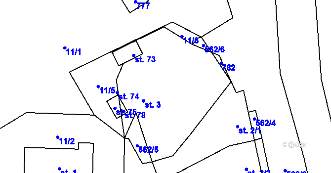 Parcela st. 3 v KÚ Heřmanice u Vilémova, Katastrální mapa