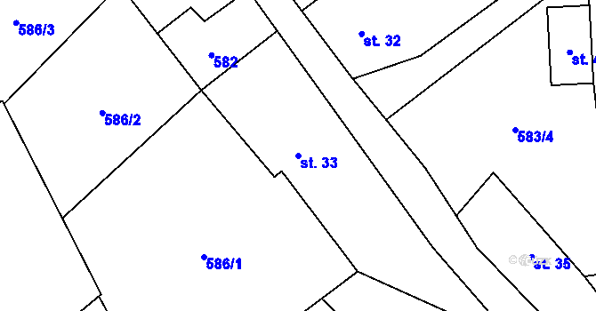 Parcela st. 33 v KÚ Heřmanice u Vilémova, Katastrální mapa
