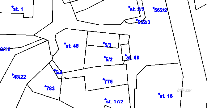 Parcela st. 5/2 v KÚ Heřmanice u Vilémova, Katastrální mapa