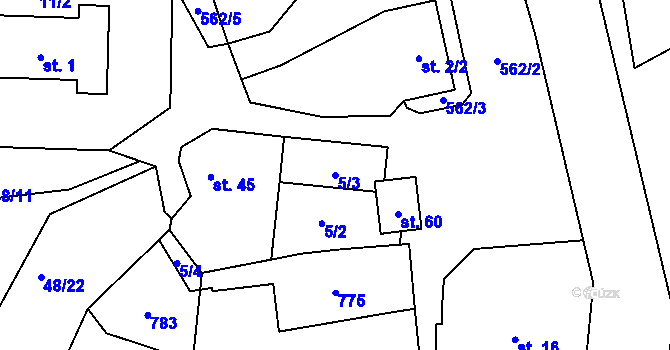 Parcela st. 5/3 v KÚ Heřmanice u Vilémova, Katastrální mapa