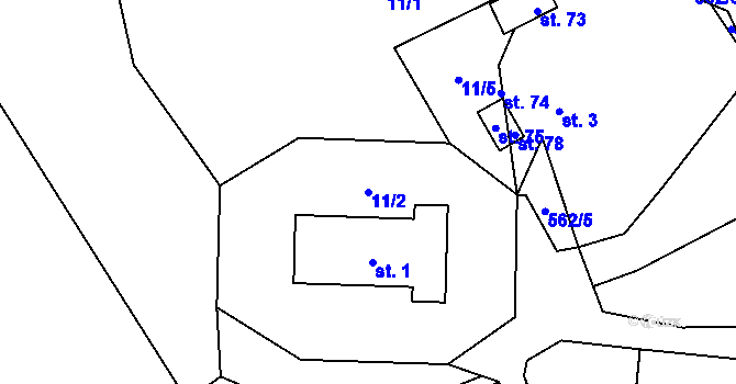 Parcela st. 11/2 v KÚ Heřmanice u Vilémova, Katastrální mapa