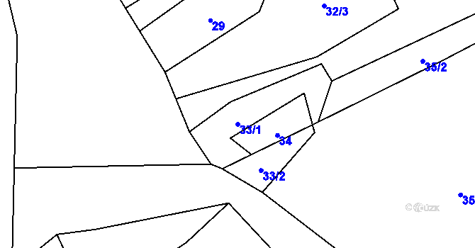 Parcela st. 33/1 v KÚ Heřmanice u Vilémova, Katastrální mapa