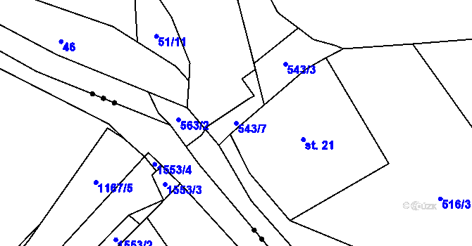Parcela st. 543/7 v KÚ Heřmanice u Vilémova, Katastrální mapa