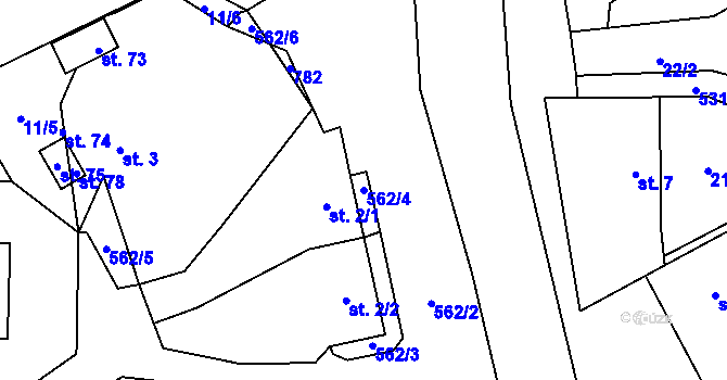 Parcela st. 562/4 v KÚ Heřmanice u Vilémova, Katastrální mapa