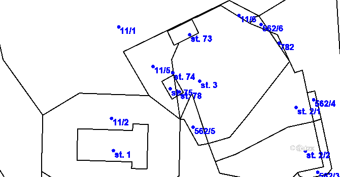 Parcela st. 75 v KÚ Heřmanice u Vilémova, Katastrální mapa