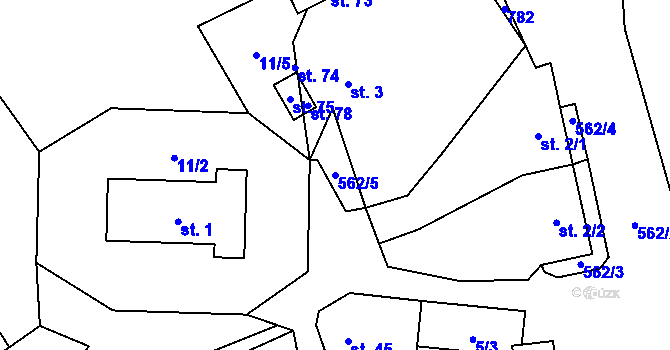 Parcela st. 562/5 v KÚ Heřmanice u Vilémova, Katastrální mapa