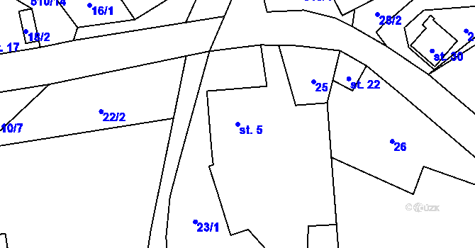 Parcela st. 5 v KÚ Hostovlice, Katastrální mapa