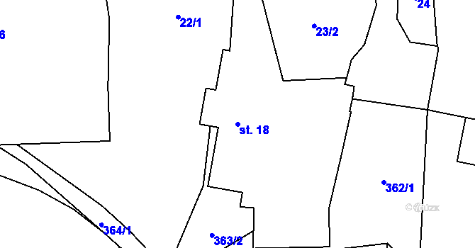 Parcela st. 18 v KÚ Hostovlice, Katastrální mapa