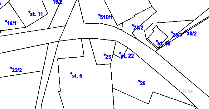Parcela st. 25 v KÚ Hostovlice, Katastrální mapa
