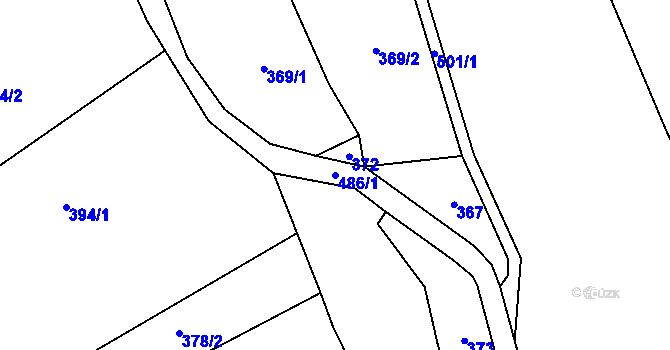Parcela st. 486/1 v KÚ Hostovlice, Katastrální mapa