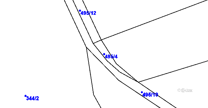 Parcela st. 495/4 v KÚ Hostovlice, Katastrální mapa