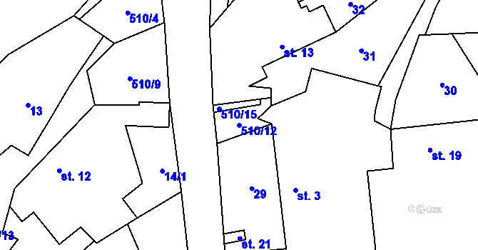Parcela st. 510/12 v KÚ Hostovlice, Katastrální mapa