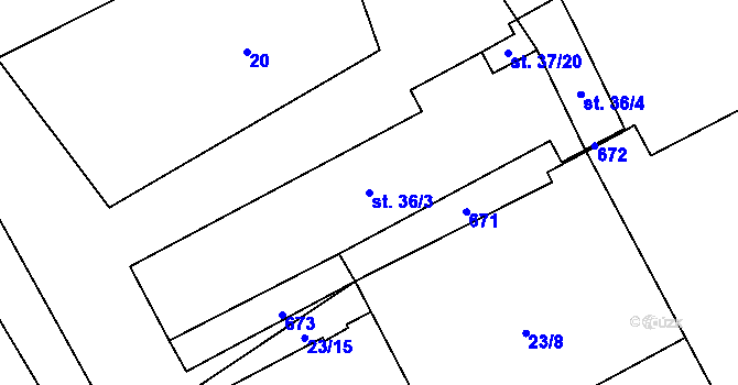 Parcela st. 36/3 v KÚ Klášter u Vilémova, Katastrální mapa