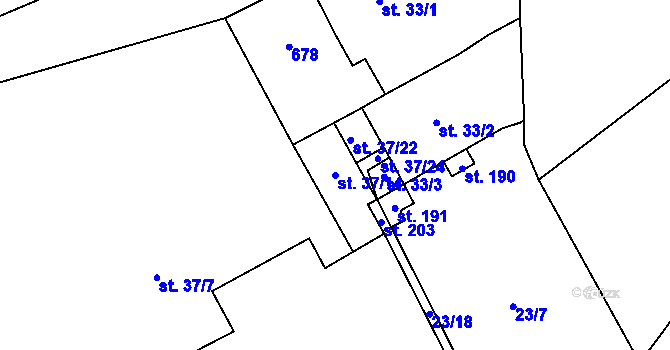 Parcela st. 37/14 v KÚ Klášter u Vilémova, Katastrální mapa