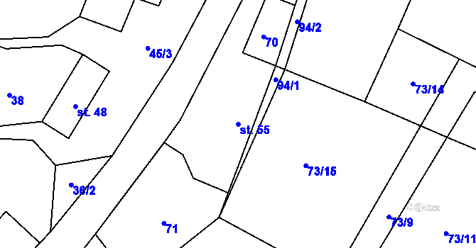 Parcela st. 55 v KÚ Klášter u Vilémova, Katastrální mapa