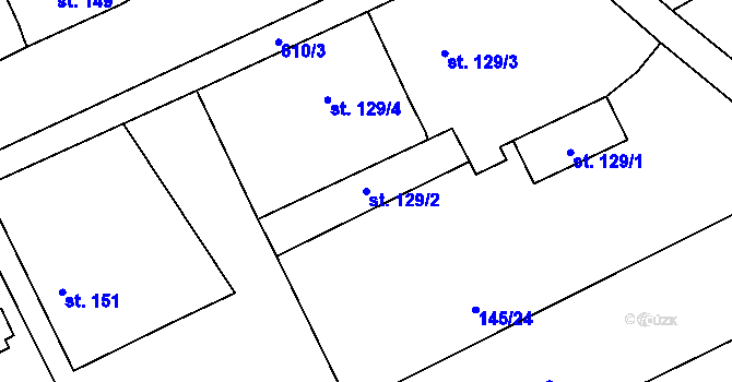 Parcela st. 129/2 v KÚ Klášter u Vilémova, Katastrální mapa