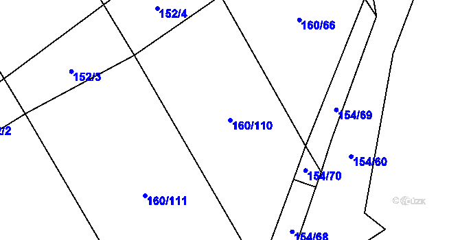 Parcela st. 160/110 v KÚ Klášter u Vilémova, Katastrální mapa