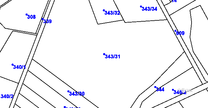 Parcela st. 343/31 v KÚ Klášter u Vilémova, Katastrální mapa