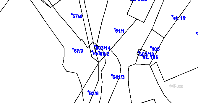 Parcela st. 61/2 v KÚ Klášter u Vilémova, Katastrální mapa