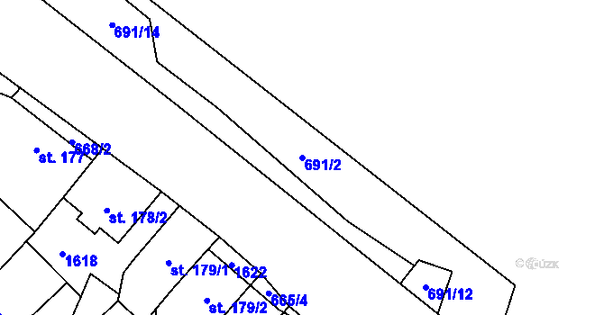 Parcela st. 691/2 v KÚ Vilémov u Golčova Jeníkova, Katastrální mapa