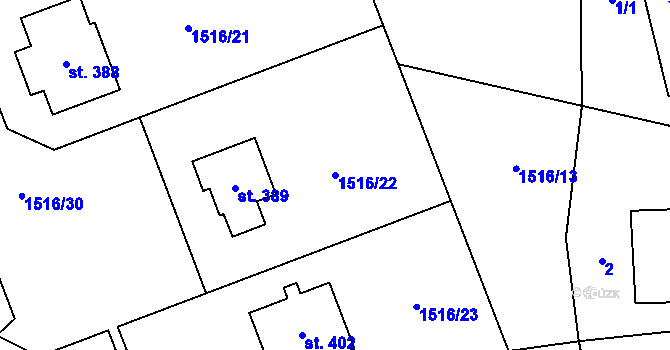 Parcela st. 1516/22 v KÚ Vilémov u Golčova Jeníkova, Katastrální mapa