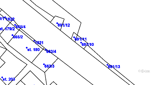 Parcela st. 691/10 v KÚ Vilémov u Golčova Jeníkova, Katastrální mapa