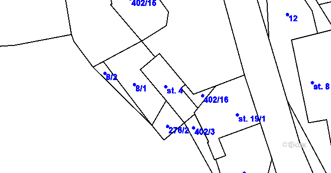Parcela st. 4 v KÚ Ždánice u Vilémova, Katastrální mapa