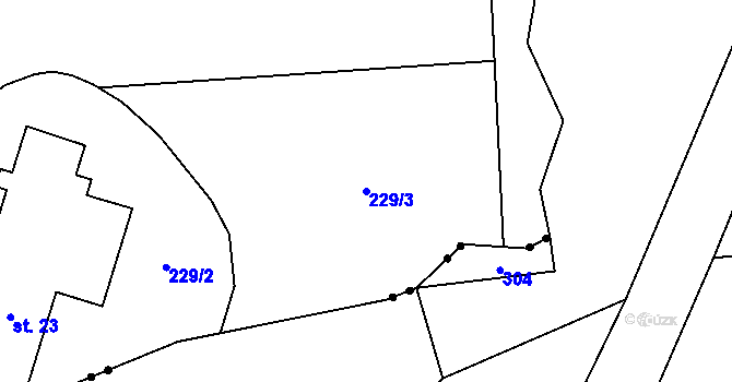 Parcela st. 229/3 v KÚ Ždánice u Vilémova, Katastrální mapa