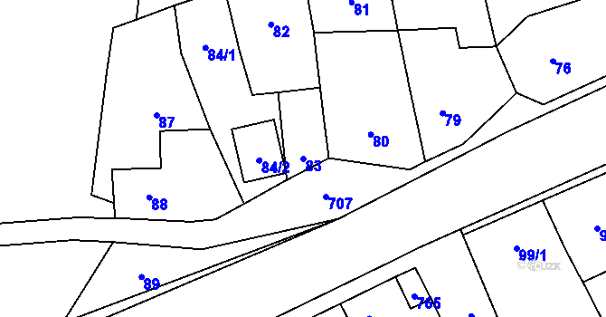 Parcela st. 83 v KÚ Olbramice u Vilémova, Katastrální mapa