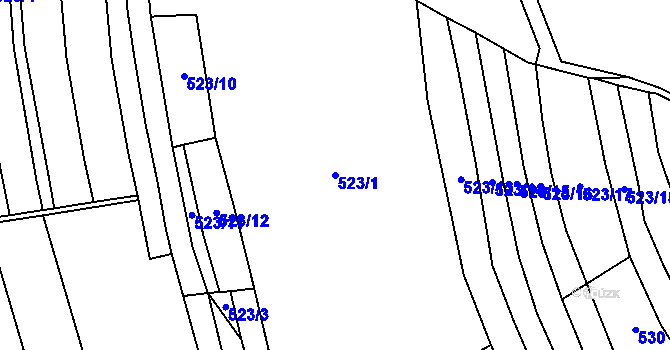 Parcela st. 523/1 v KÚ Olbramice u Vilémova, Katastrální mapa
