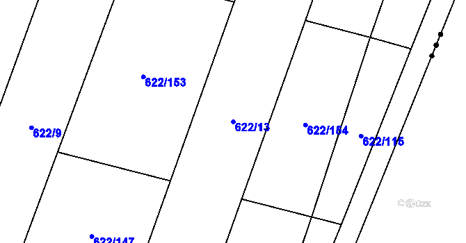 Parcela st. 622/13 v KÚ Olbramice u Vilémova, Katastrální mapa