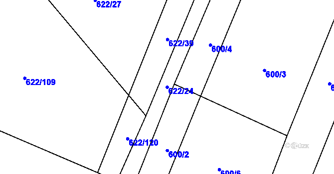 Parcela st. 622/24 v KÚ Olbramice u Vilémova, Katastrální mapa