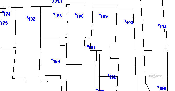 Parcela st. 761 v KÚ Olbramice u Vilémova, Katastrální mapa