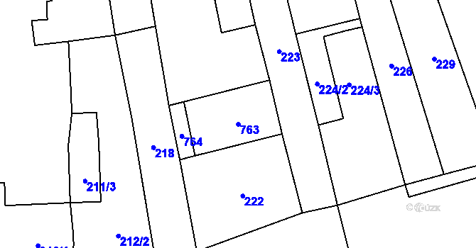 Parcela st. 763 v KÚ Olbramice u Vilémova, Katastrální mapa