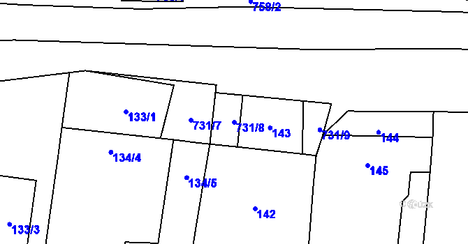 Parcela st. 731/8 v KÚ Olbramice u Vilémova, Katastrální mapa