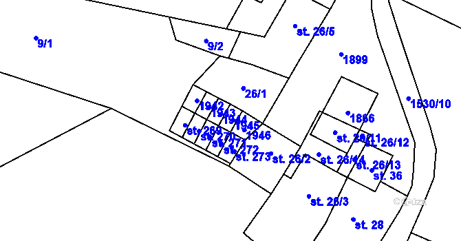 Parcela st. 26/8 v KÚ Vilémov u Litovle, Katastrální mapa