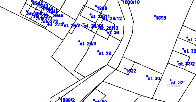 Parcela st. 28 v KÚ Vilémov u Litovle, Katastrální mapa