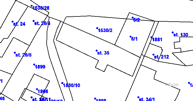 Parcela st. 35 v KÚ Vilémov u Litovle, Katastrální mapa