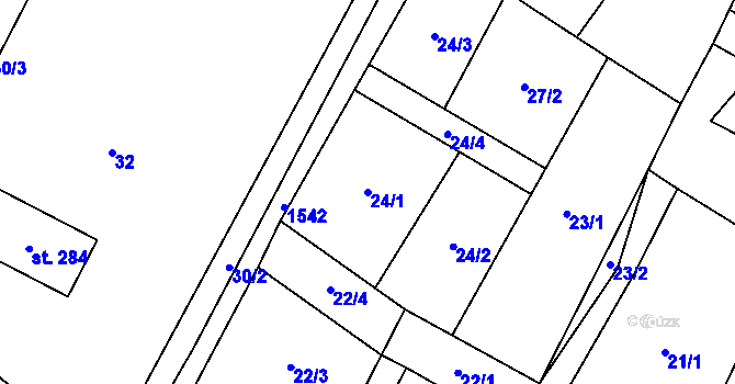 Parcela st. 24/1 v KÚ Vilémov u Litovle, Katastrální mapa