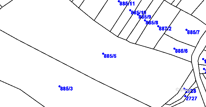 Parcela st. 885/5 v KÚ Vilémov u Litovle, Katastrální mapa
