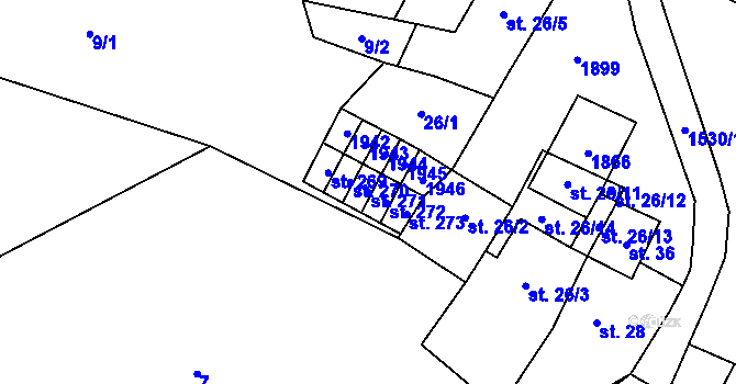 Parcela st. 271 v KÚ Vilémov u Litovle, Katastrální mapa