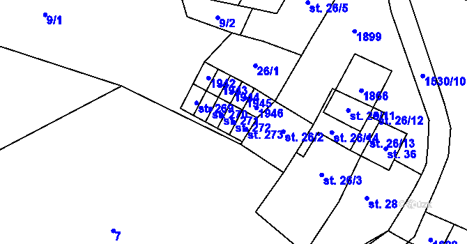 Parcela st. 272 v KÚ Vilémov u Litovle, Katastrální mapa