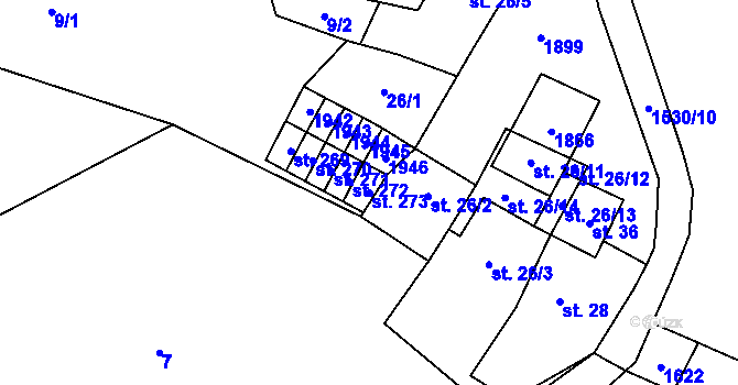 Parcela st. 273 v KÚ Vilémov u Litovle, Katastrální mapa