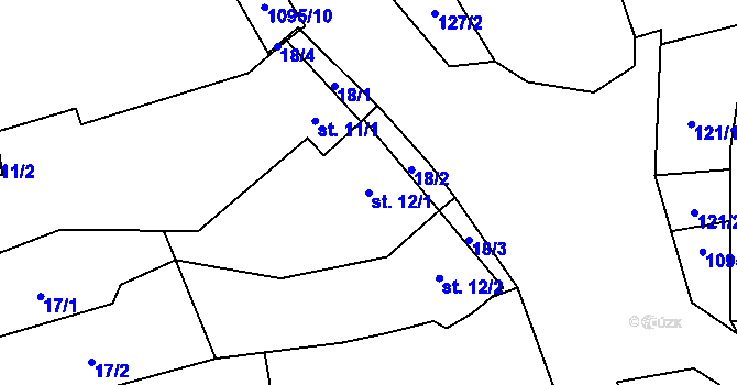 Parcela st. 12/1 v KÚ Vilémovice u Macochy, Katastrální mapa