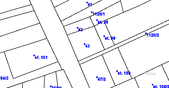 Parcela st. 43 v KÚ Vilémovice u Macochy, Katastrální mapa